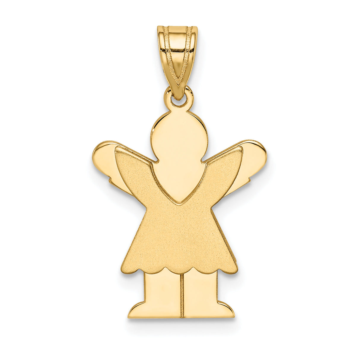14k Satin Engravable Girl w/Ruffled Skirt Charm-XK349