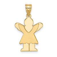 14k Satin Engravable Girl w/Ruffled Skirt Charm-XK349
