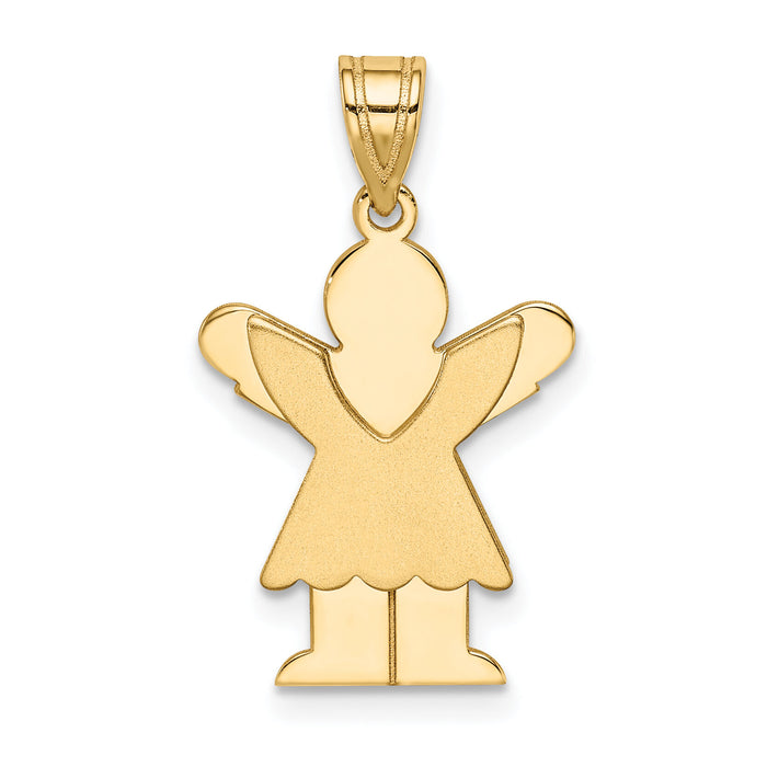 14k Satin Engravable Girl w/Ruffled Skirt Charm-XK349