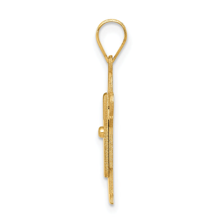 14k Solid Satin Engravable Boy with Overalls Charm-XK350