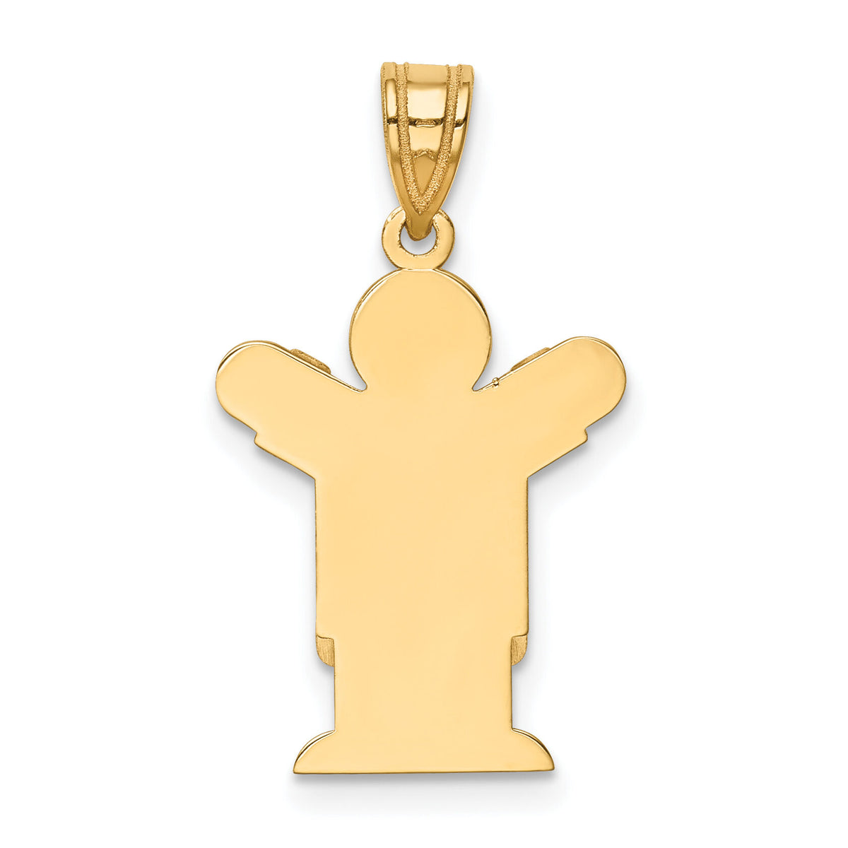 14k Solid Satin Engravable Boy with Overalls Charm-XK350