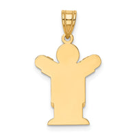 14k Solid Satin Engravable Boy with Overalls Charm-XK350
