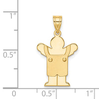 14k Solid Satin Engravable Boy with Overalls Charm-XK350