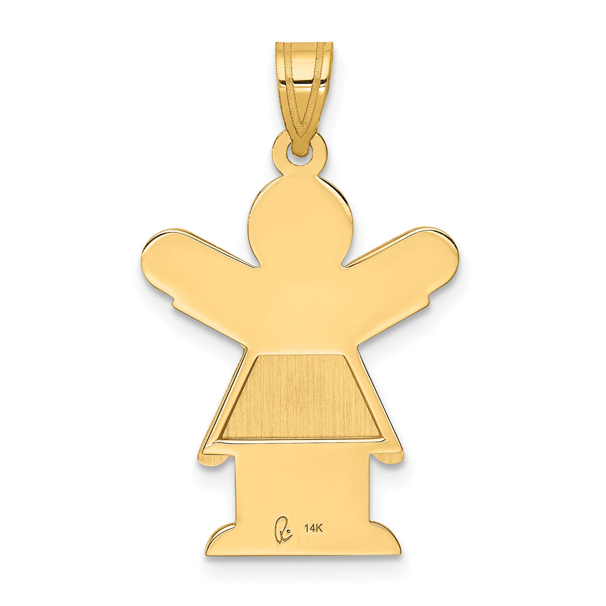 14k Solid Satin Engravable Girl w/Ruffled Skirt Charm-XK361