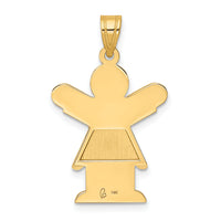 14k Solid Satin Engravable Girl w/Ruffled Skirt Charm-XK361