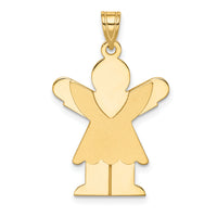 14k Solid Satin Engravable Girl w/Ruffled Skirt Charm-XK361