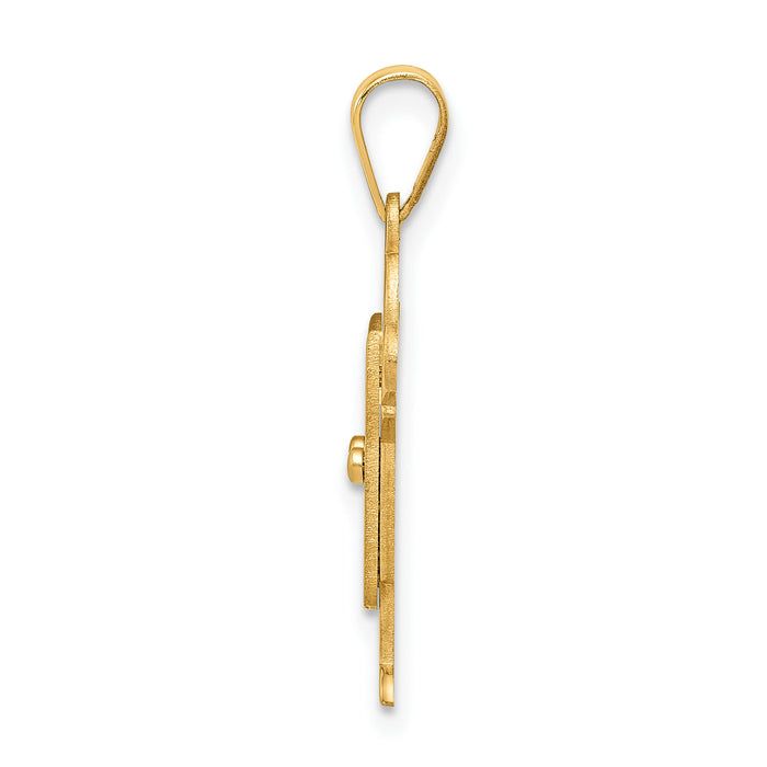 14k Solid Satin Engravable Boy w/Overalls Charm-XK362