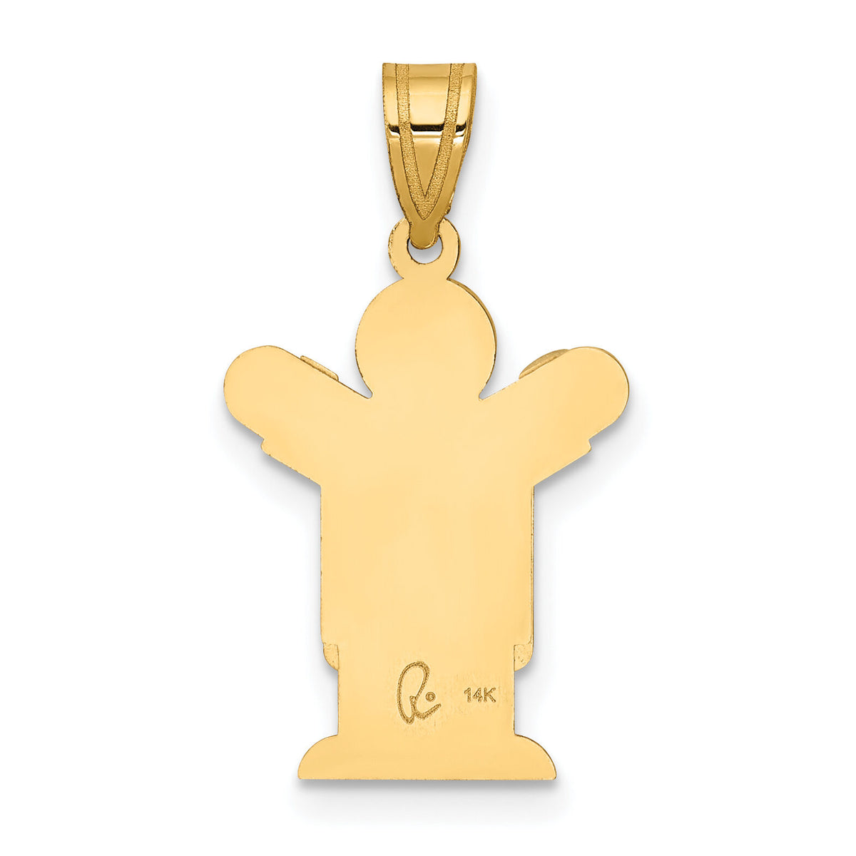 14k Solid Satin Engravable Boy w/Overalls Charm-XK362