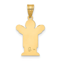 14k Solid Satin Engravable Boy w/Overalls Charm-XK362