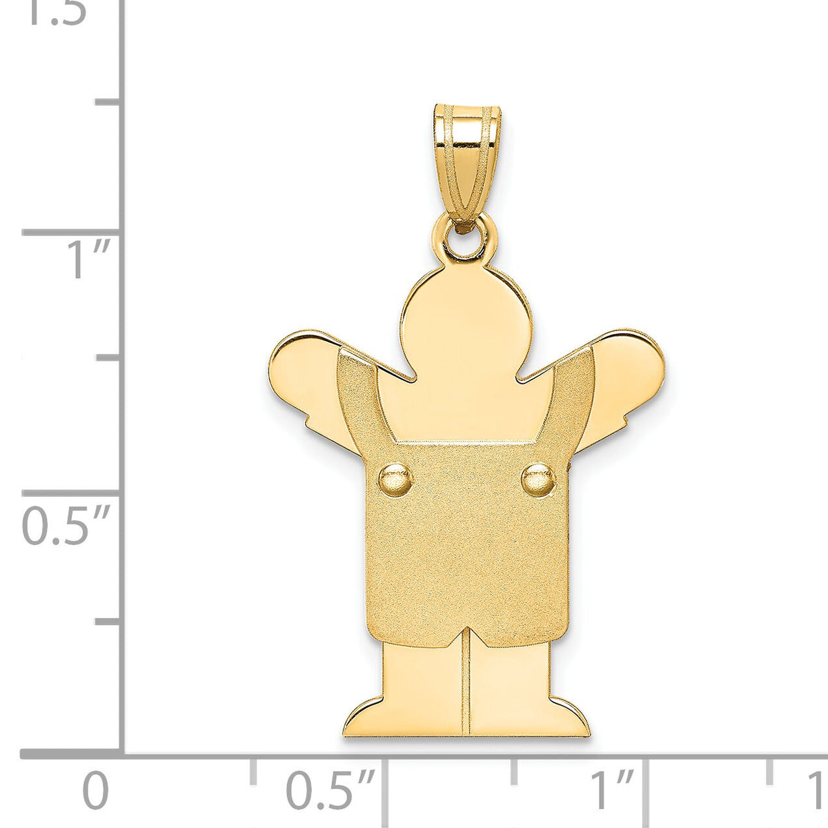 14k Solid Satin Engravable Boy w/Overalls Charm-XK362
