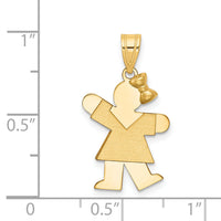 14k Solid Engravable Girl with Bow on Right Charm-XK373