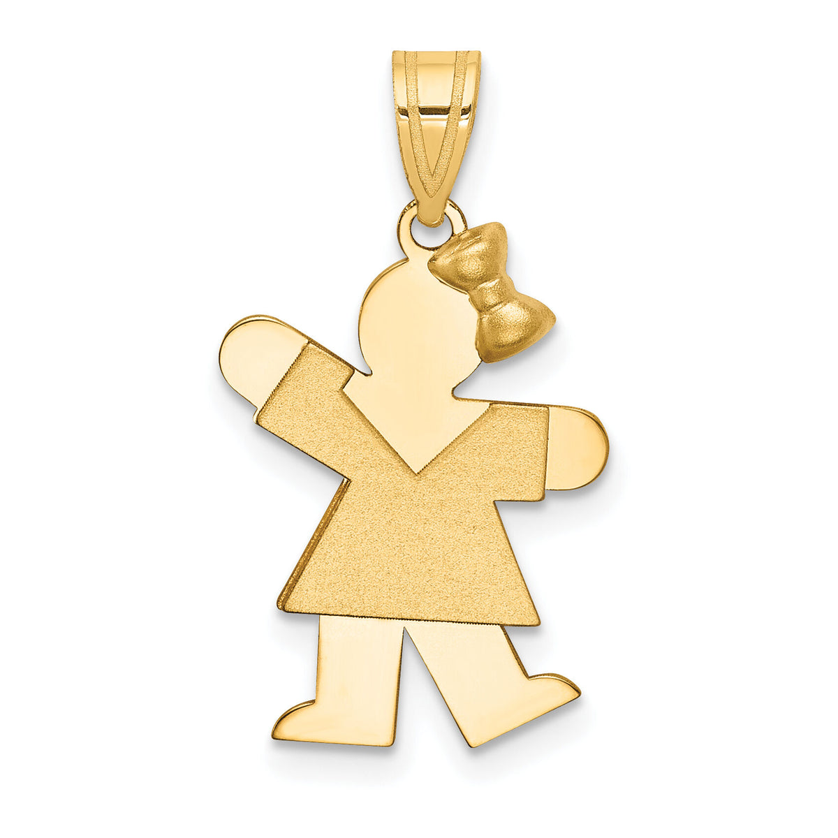14k Solid Engravable Girl with Bow on Right Charm-XK373