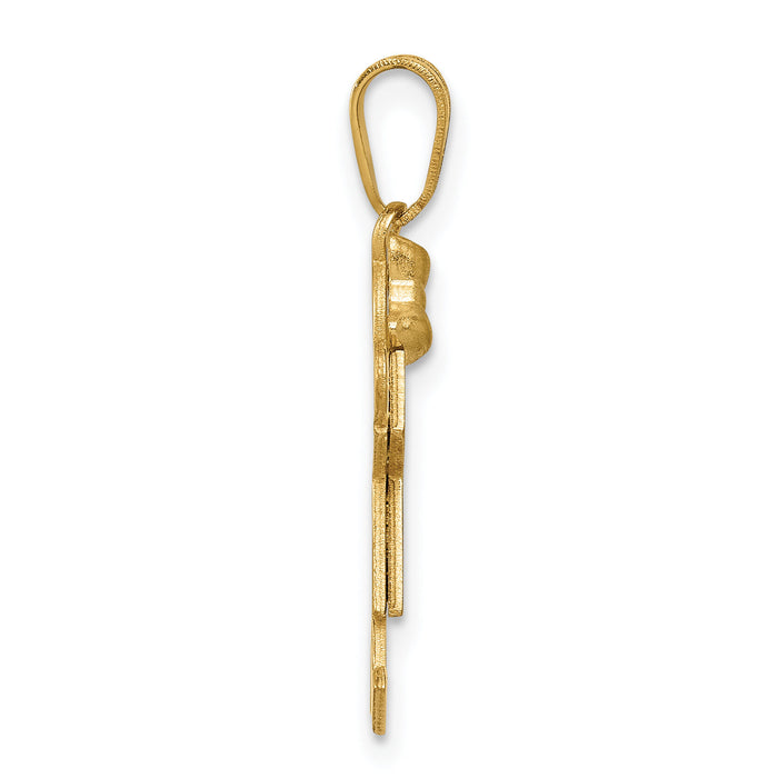 14k Solid Engravable Girl with Bow on Left Charm-XK374