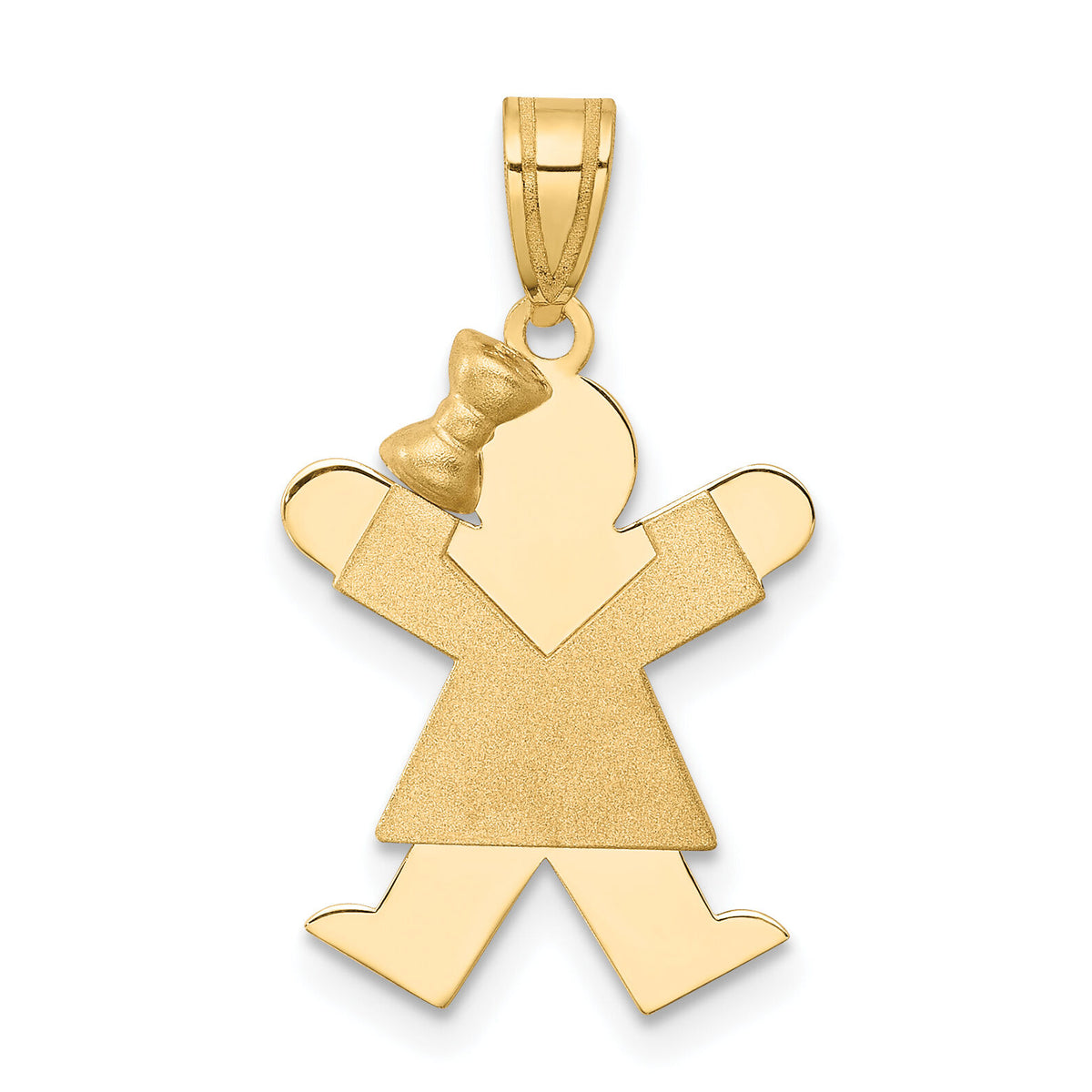 14k Solid Engravable Girl with Bow on Left Charm-XK374