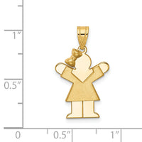 14k Solid Engravable Girl with Bow on Left Charm-XK375