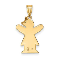 14k Solid Engravable Girl with Bow on Right Charm-XK376