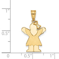 14k Solid Engravable Girl with Bow on Right Charm-XK376