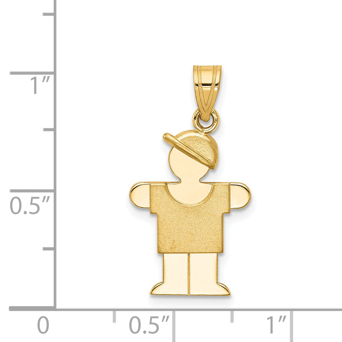 14k Solid Engravable Boy with Hat on Right Charm-XK377