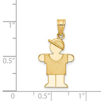 14k Solid Engravable Boy with Hat on Right Charm-XK377