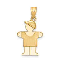 14k Solid Engravable Boy with Hat on Right Charm-XK377