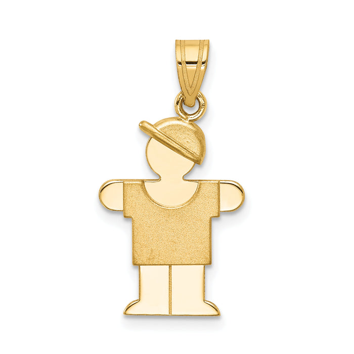 14k Solid Engravable Boy with Hat on Right Charm-XK377