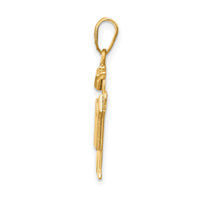 14k Solid Engravable Boy with Hat on Left Charm-XK378