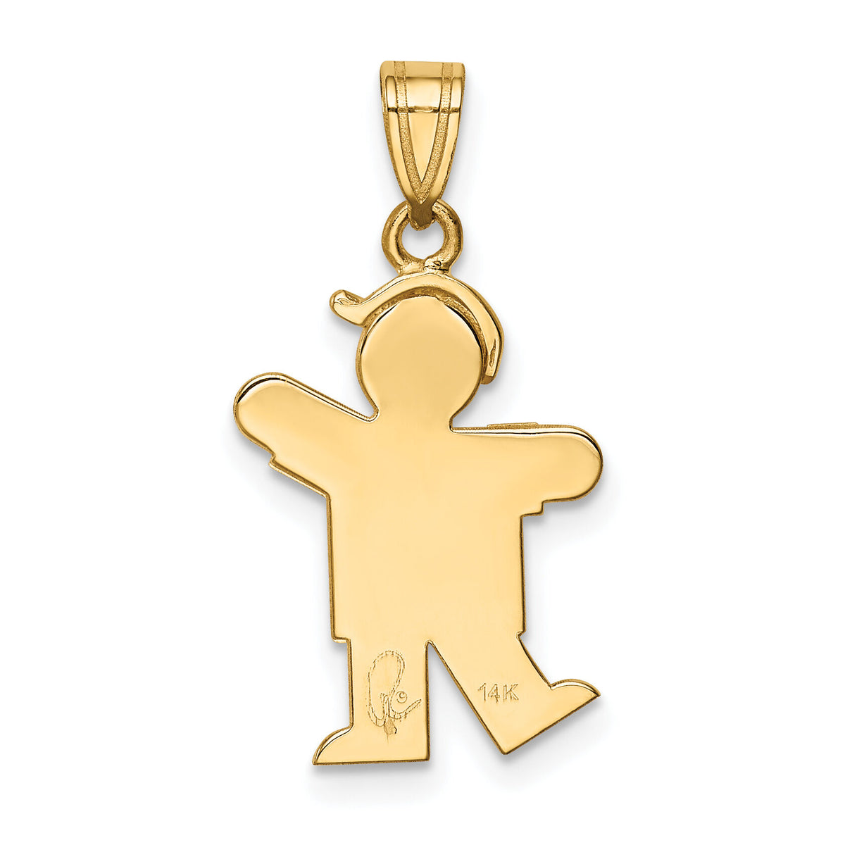 14k Solid Engravable Boy with Hat on Left Charm-XK378