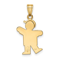 14k Solid Engravable Boy with Hat on Left Charm-XK378