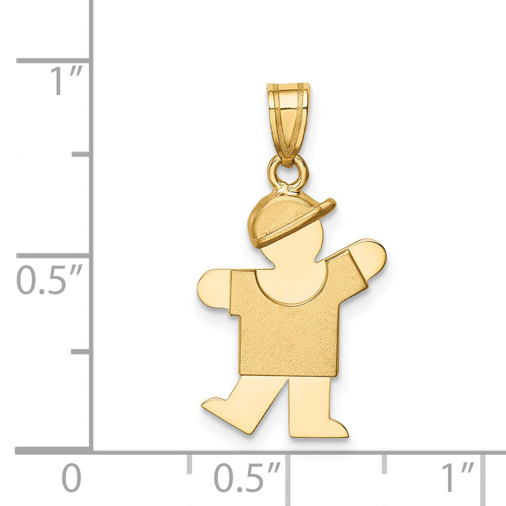 14k Solid Engravable Boy with Hat on Left Charm-XK378