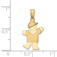 14k Solid Engravable Boy with Hat on Left Charm-XK378