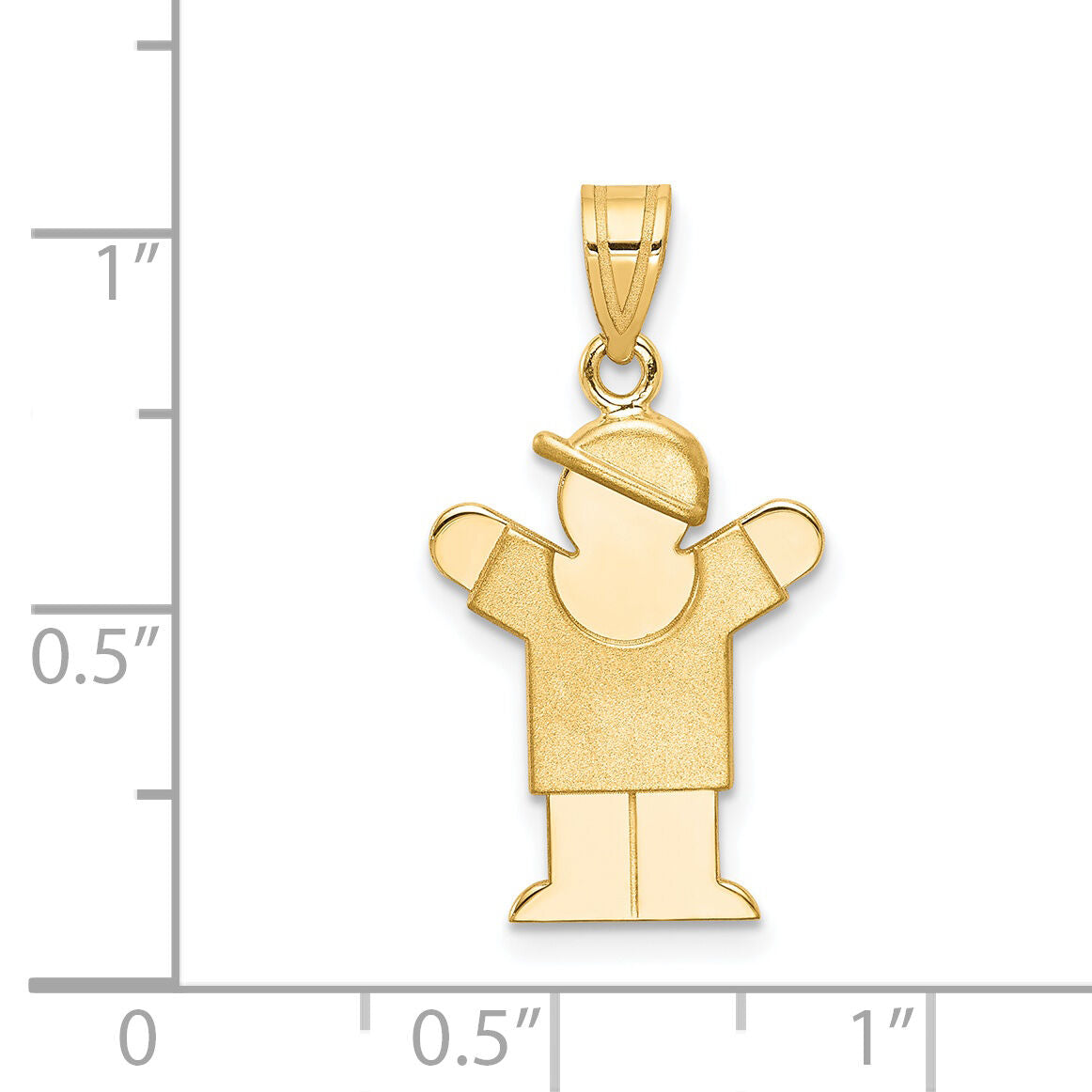 14k Solid Engravable Boy with Hat on Right Charm-XK379