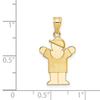 14k Solid Engravable Boy with Hat on Right Charm-XK379