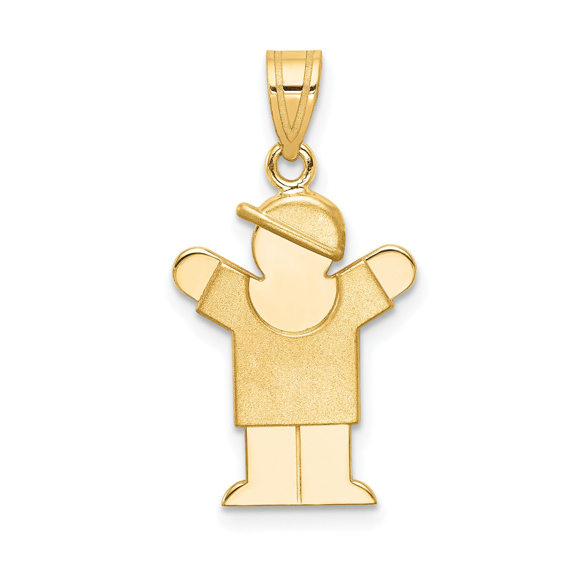 14k Solid Engravable Boy with Hat on Right Charm-XK379