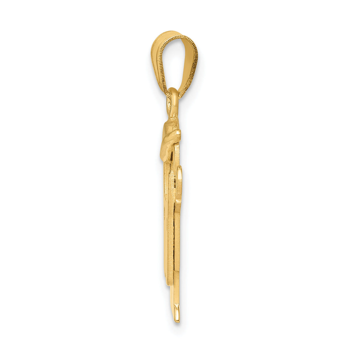 14k Solid Engravable Boy in Overalls with Hat on Left Charm-XK380