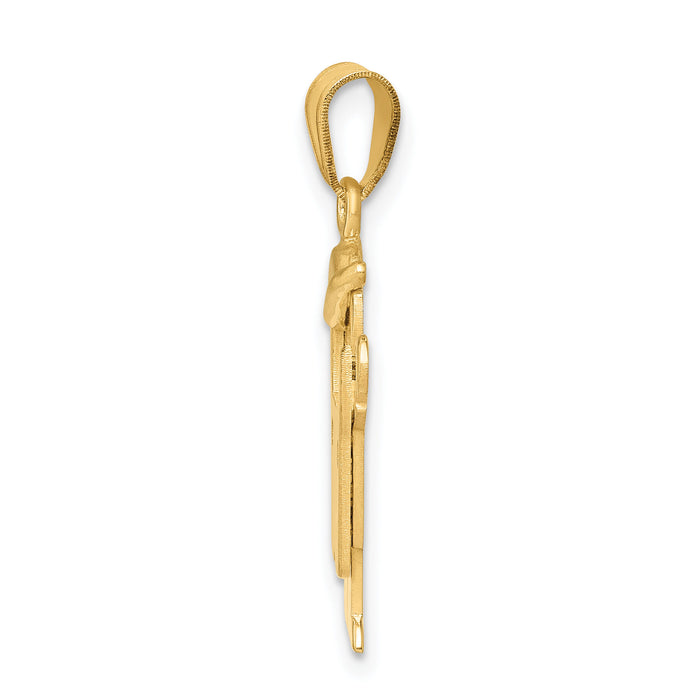 14k Solid Engravable Boy in Overalls with Hat on Left Charm-XK380