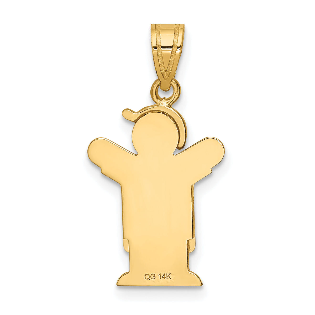 14k Solid Engravable Boy in Overalls with Hat on Left Charm-XK380