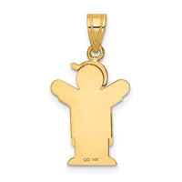 14k Solid Engravable Boy in Overalls with Hat on Left Charm-XK380
