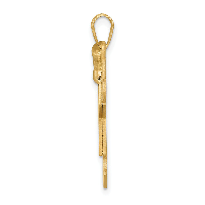 14k Solid Engravable Girl with Bow on Left Charm-XK382