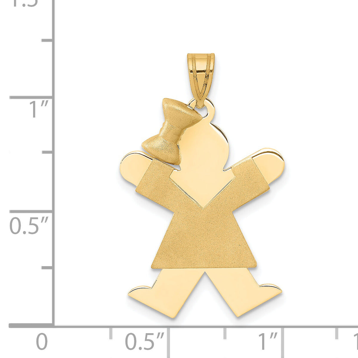 14k Solid Engravable Girl with Bow on Left Charm-XK382