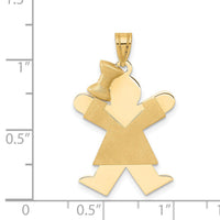14k Solid Engravable Girl with Bow on Left Charm-XK382