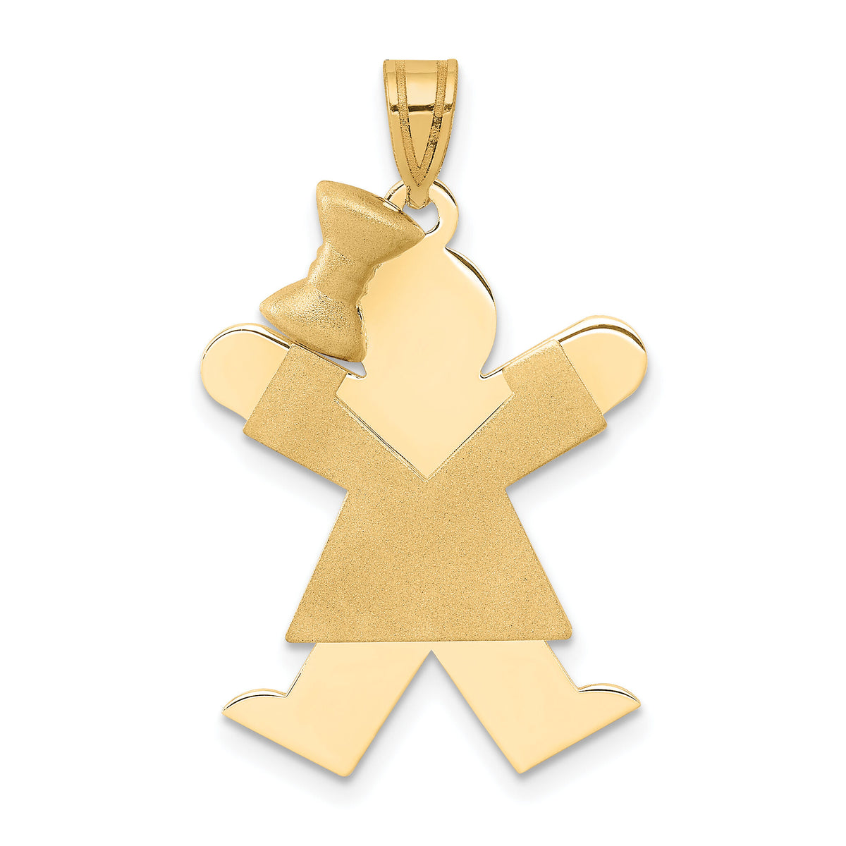 14k Solid Engravable Girl with Bow on Left Charm-XK382