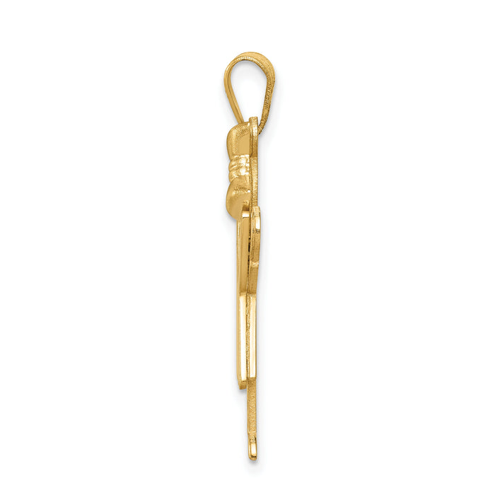 14k Solid Engravable Girl with Bow on Right Charm-XK384