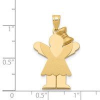 14k Solid Engravable Girl with Bow on Right Charm-XK384
