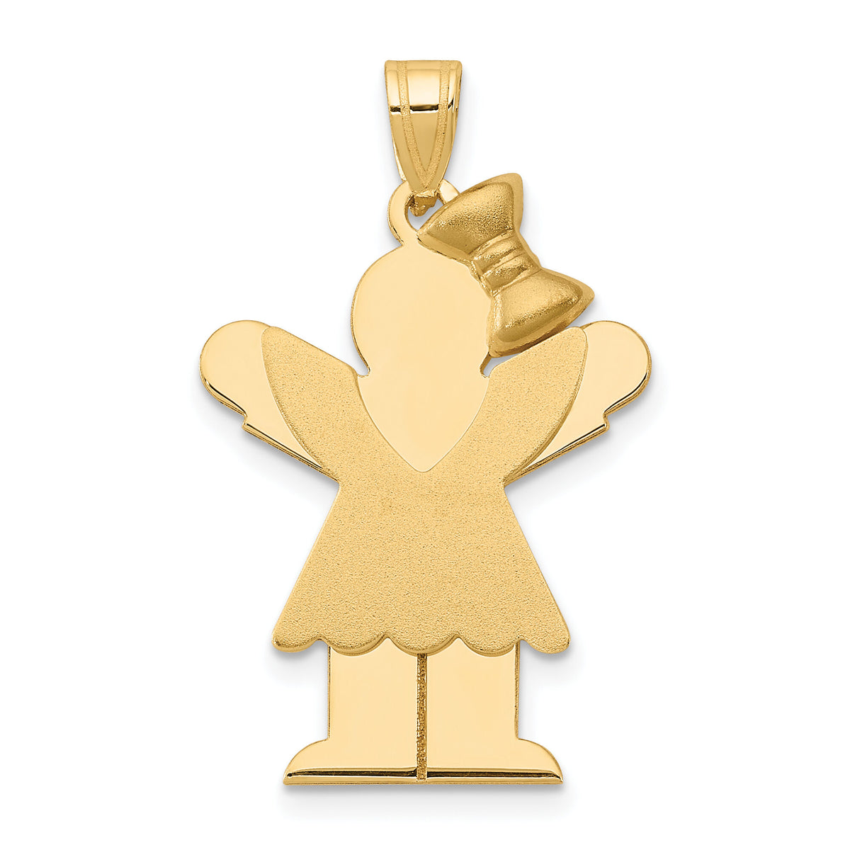 14k Solid Engravable Girl with Bow on Right Charm-XK384