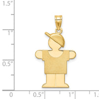 14k Solid Engravable Boy with Hat on Right Charm-XK385