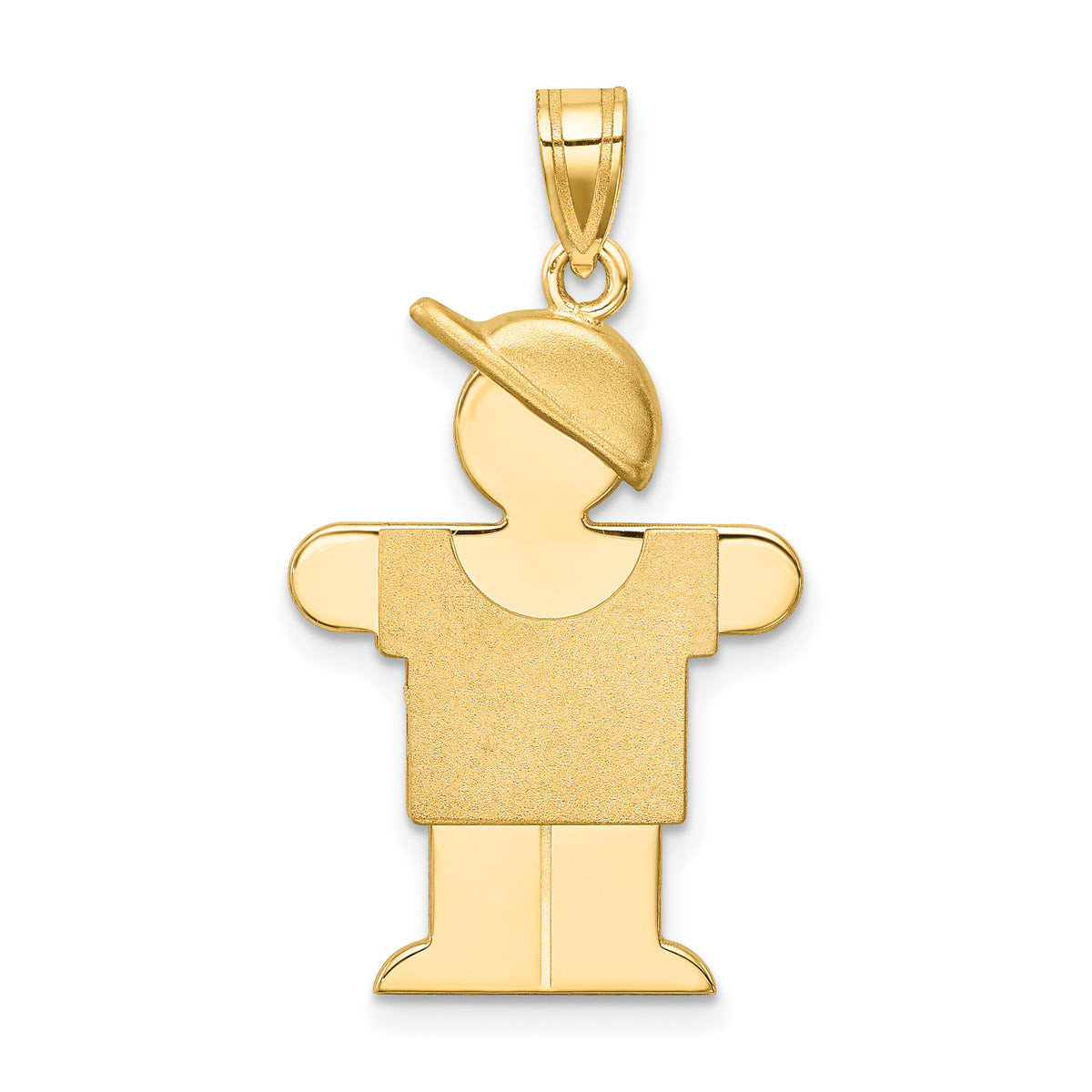 14k Solid Engravable Boy with Hat on Right Charm-XK385