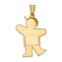 14k Solid Engravable Boy with Hat on Left Charm-XK386