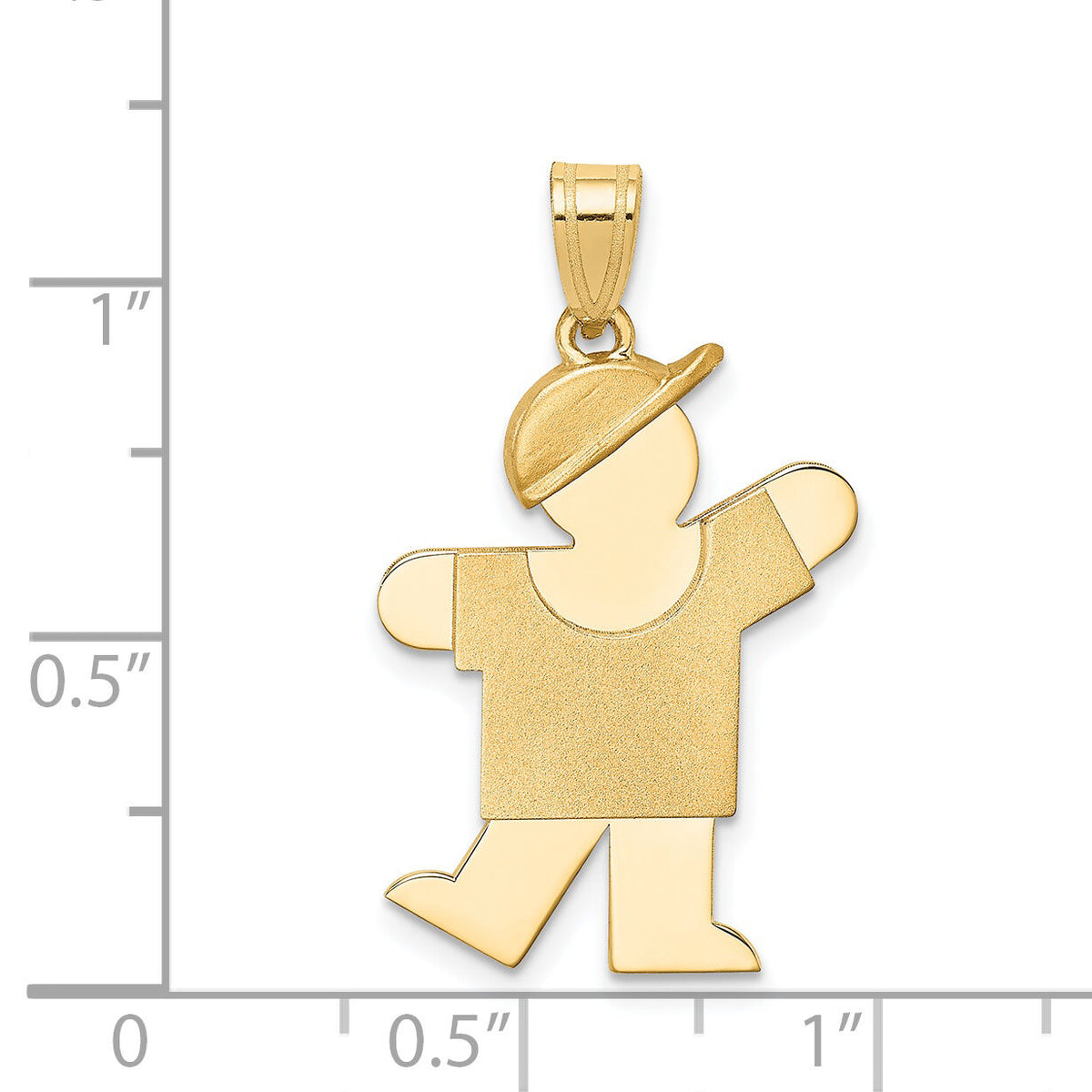 14k Solid Engravable Boy with Hat on Left Charm-XK386