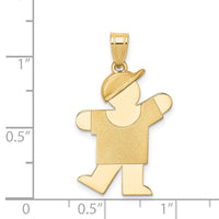 14k Solid Engravable Boy with Hat on Left Charm-XK386