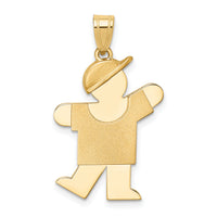 14k Solid Engravable Boy with Hat on Left Charm-XK386